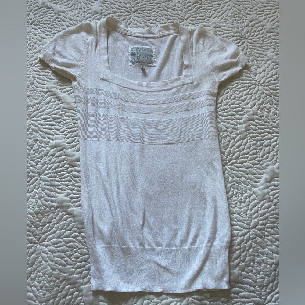 90’s Y2K Nordstrom Square Neck White Short Sleeve Blouse White Medium